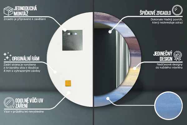 Lustro z drukowaną ramką okrągłe Abstrakcyjny obraz