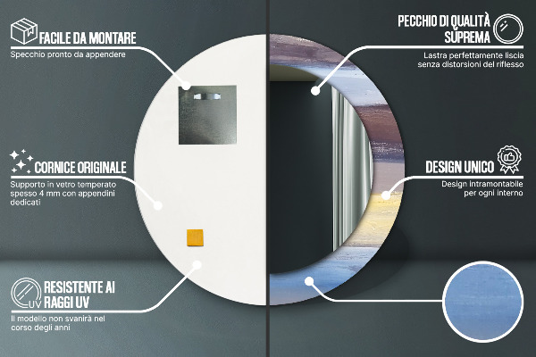 Lustro z drukowaną ramką okrągłe Abstrakcyjny obraz