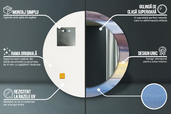 Lustro z drukowaną ramką okrągłe Abstrakcyjny obraz