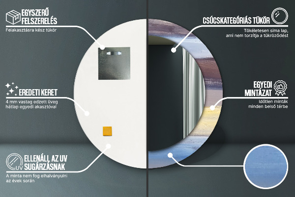 Lustro z drukowaną ramką okrągłe Abstrakcyjny obraz