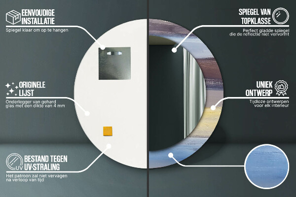 Lustro z drukowaną ramką okrągłe Abstrakcyjny obraz