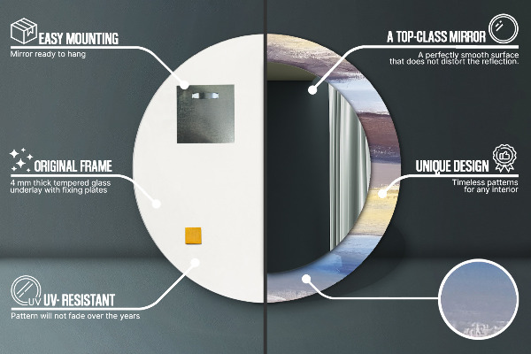 Lustro z drukowaną ramką okrągłe Abstrakcyjny obraz