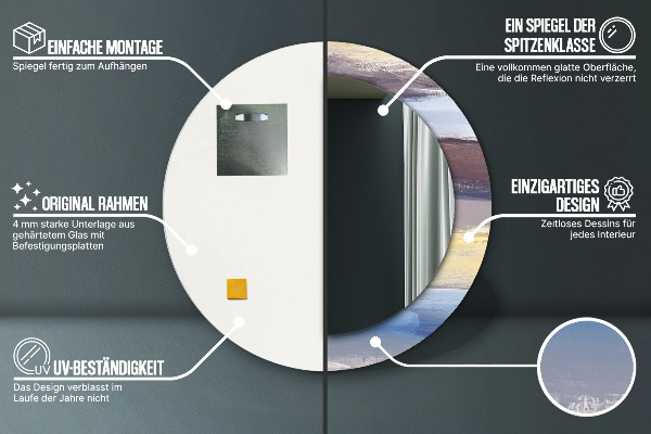 Lustro z drukowaną ramką okrągłe Abstrakcyjny obraz