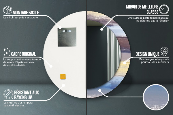 Lustro z drukowaną ramką okrągłe Abstrakcyjny obraz