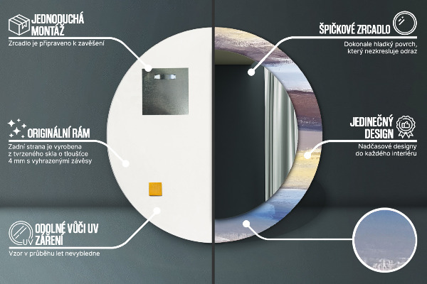 Lustro z drukowaną ramką okrągłe Abstrakcyjny obraz