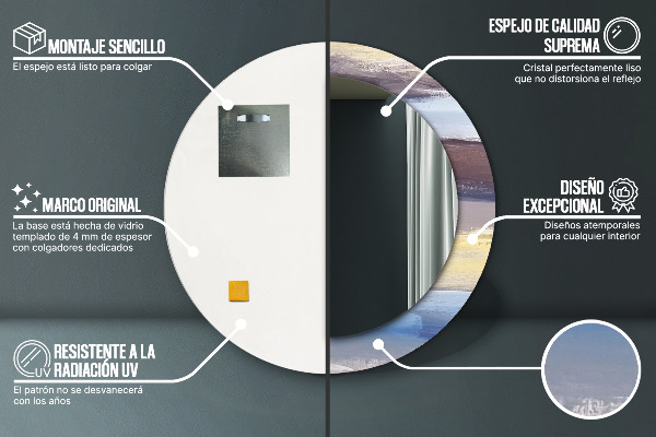 Lustro z drukowaną ramką okrągłe Abstrakcyjny obraz