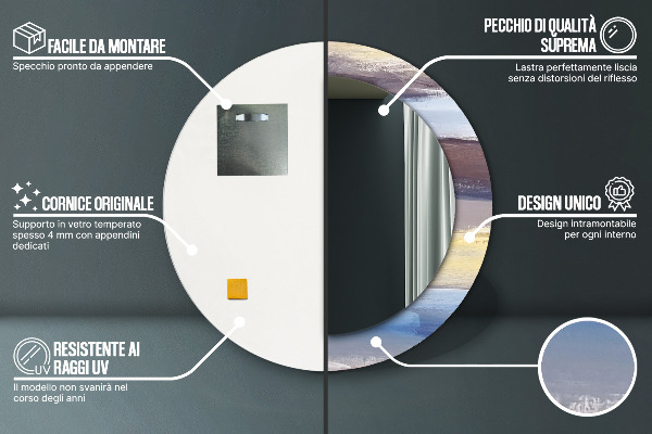 Lustro z drukowaną ramką okrągłe Abstrakcyjny obraz
