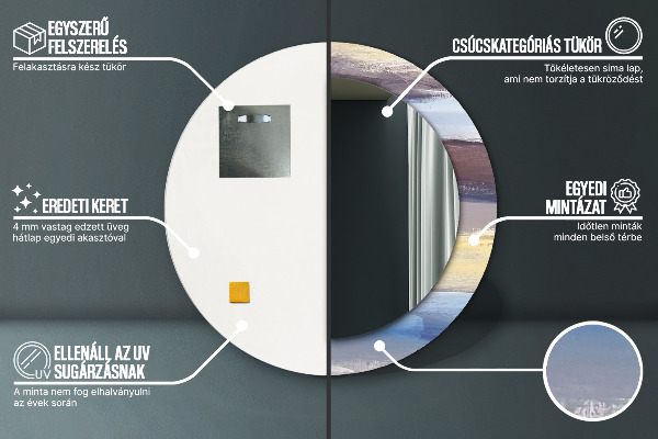 Lustro z drukowaną ramką okrągłe Abstrakcyjny obraz