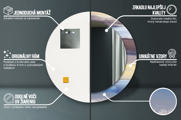 Lustro z drukowaną ramką okrągłe Abstrakcyjny obraz