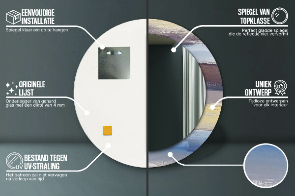 Lustro z drukowaną ramką okrągłe Abstrakcyjny obraz