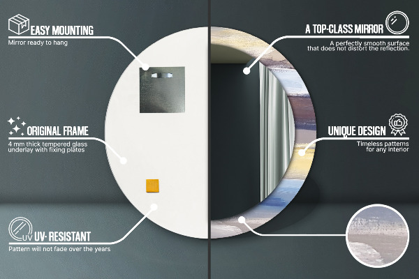 Lustro z drukowaną ramką okrągłe Abstrakcyjny obraz