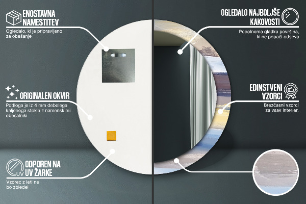 Lustro z drukowaną ramką okrągłe Abstrakcyjny obraz