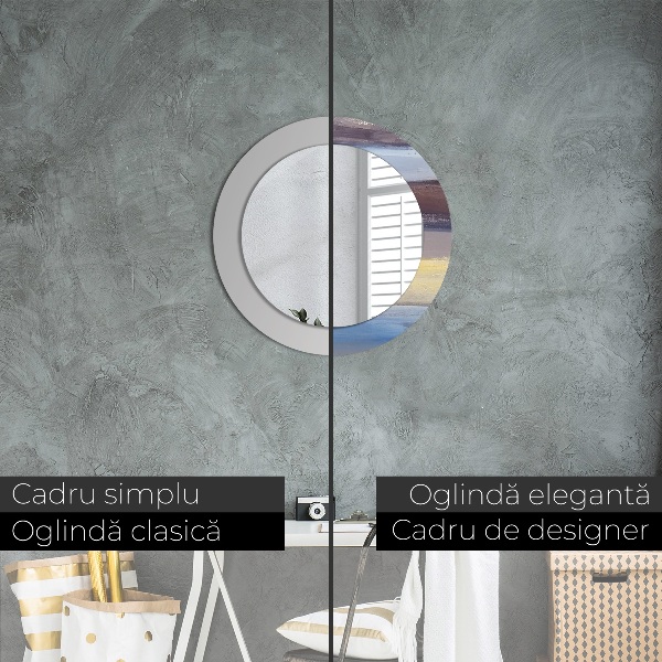 Lustro z drukowaną ramką okrągłe Abstrakcyjny obraz