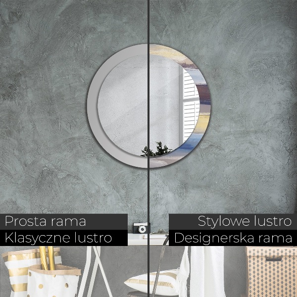 Lustro z drukowaną ramką okrągłe Abstrakcyjny obraz