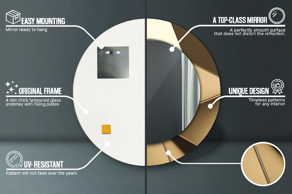 Lustro z drukowaną ramką okrągłe Nowoczesna abstrakcja