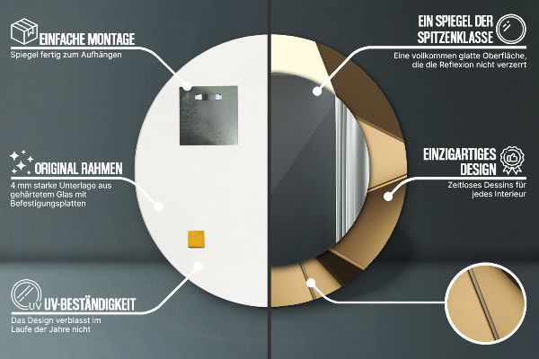 Lustro z drukowaną ramką okrągłe Nowoczesna abstrakcja