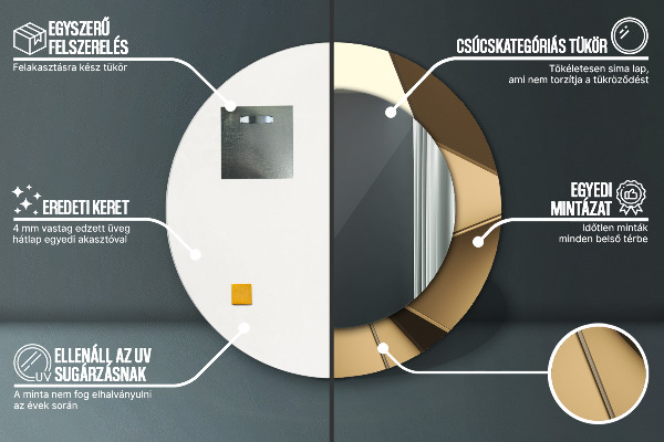 Lustro z drukowaną ramką okrągłe Nowoczesna abstrakcja