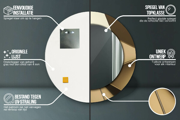 Lustro z drukowaną ramką okrągłe Nowoczesna abstrakcja