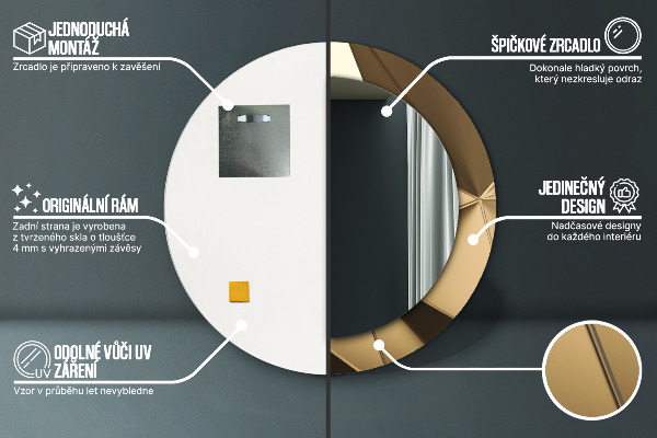 Lustro z drukowaną ramką okrągłe Nowoczesna abstrakcja