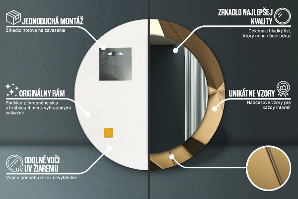 Lustro z drukowaną ramką okrągłe Nowoczesna abstrakcja