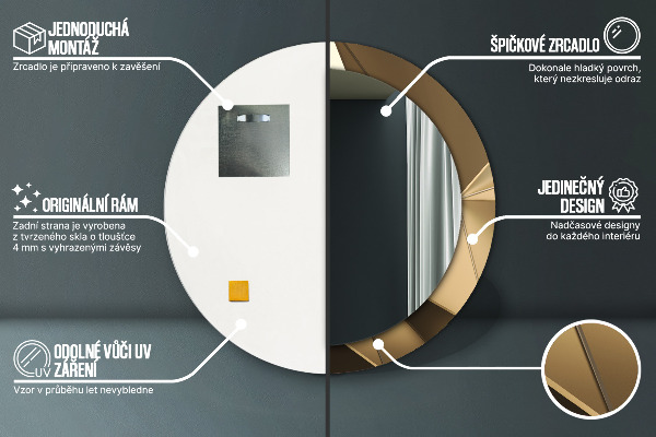 Lustro z drukowaną ramką okrągłe Nowoczesna abstrakcja