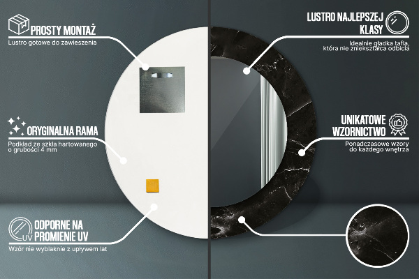 Lustro ścienne dekoracyjne okrągłe Kamień marmurowy