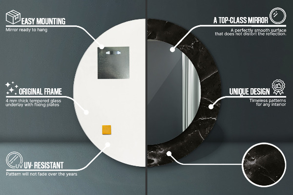 Lustro ścienne dekoracyjne okrągłe Kamień marmurowy