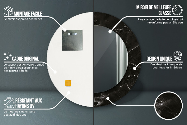 Lustro ścienne dekoracyjne okrągłe Kamień marmurowy