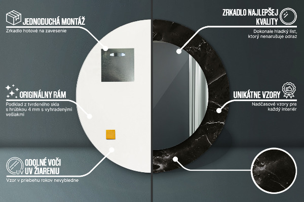 Lustro ścienne dekoracyjne okrągłe Kamień marmurowy