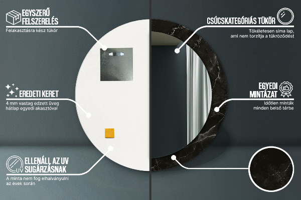 Lustro ścienne dekoracyjne okrągłe Kamień marmurowy