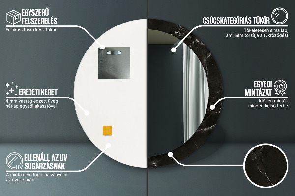Lustro ścienne dekoracyjne okrągłe Kamień marmurowy