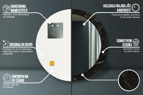 Lustro ścienne dekoracyjne okrągłe Kamień marmurowy