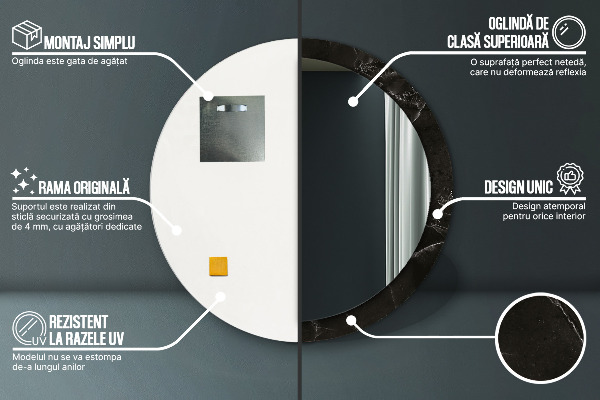 Lustro ścienne dekoracyjne okrągłe Kamień marmurowy