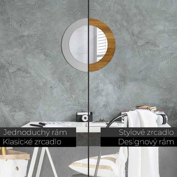 Lustro ścienne dekoracyjne okrągłe Rustykalny dąb