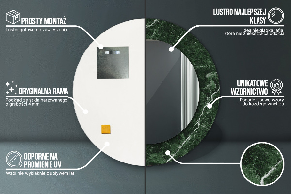 Lustro ścienne dekoracyjne okrągłe Zielony marmur