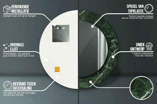 Lustro ścienne dekoracyjne okrągłe Zielony marmur