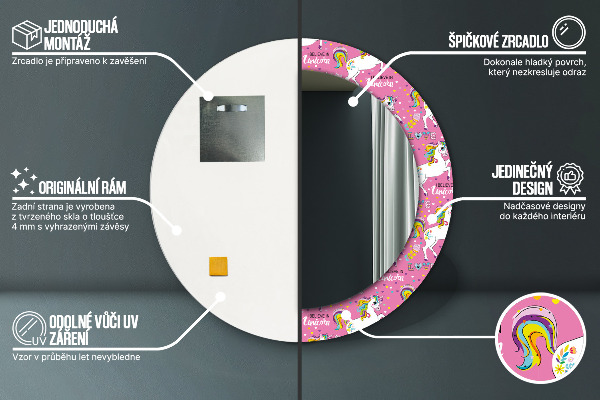 Lustro ścienne dekoracyjne okrągłe Magiczny jednorożec