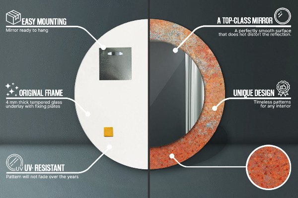 Lustro ścienne dekoracyjne okrągłe Rdzawy metal