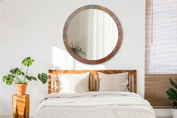 Lustro ścienne dekoracyjne okrągłe Rdzawy metal