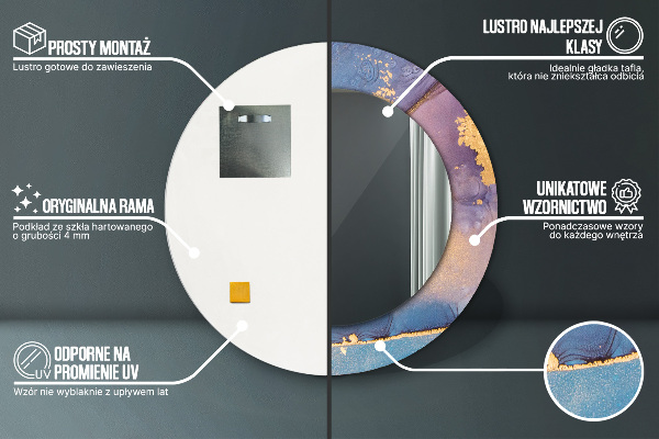 Lustro ścienne dekoracyjne okrągłe Marmurowy kamień