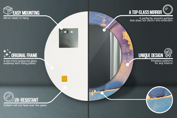 Lustro ścienne dekoracyjne okrągłe Marmurowy kamień