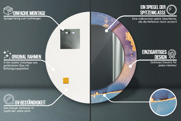 Lustro ścienne dekoracyjne okrągłe Marmurowy kamień