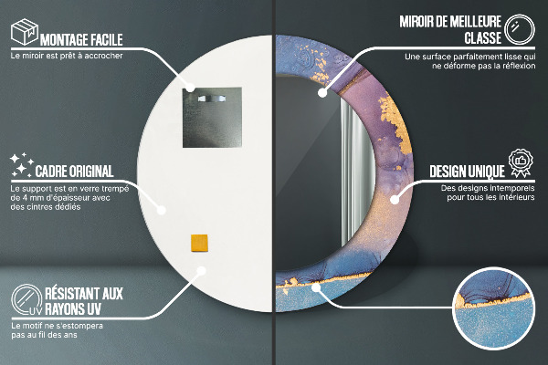 Lustro ścienne dekoracyjne okrągłe Marmurowy kamień