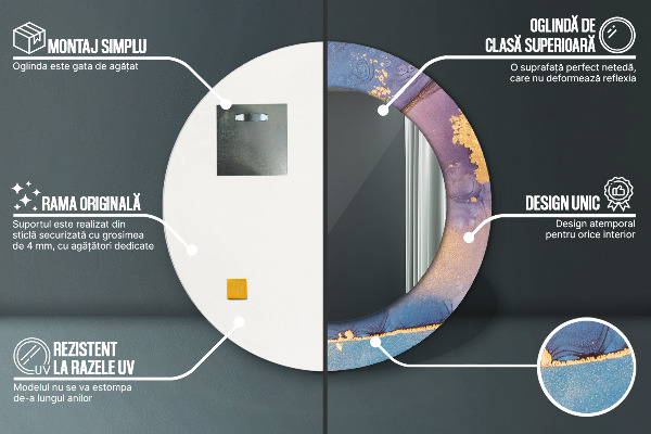 Lustro ścienne dekoracyjne okrągłe Marmurowy kamień