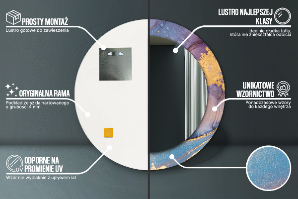 Lustro ścienne dekoracyjne okrągłe Marmurowy kamień