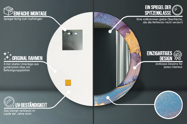 Lustro ścienne dekoracyjne okrągłe Marmurowy kamień