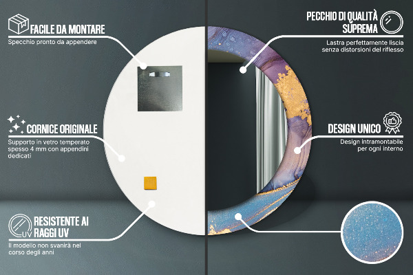 Lustro ścienne dekoracyjne okrągłe Marmurowy kamień