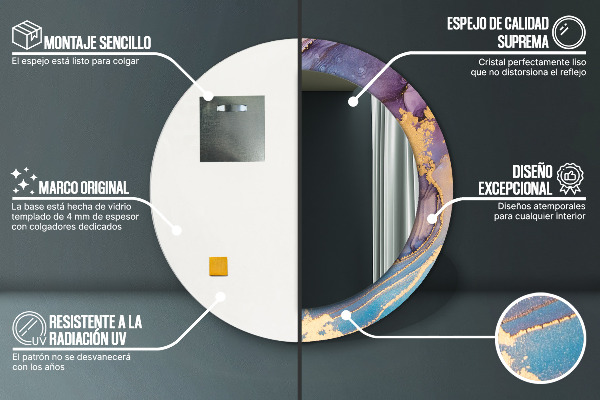 Lustro ścienne dekoracyjne okrągłe Marmurowy kamień