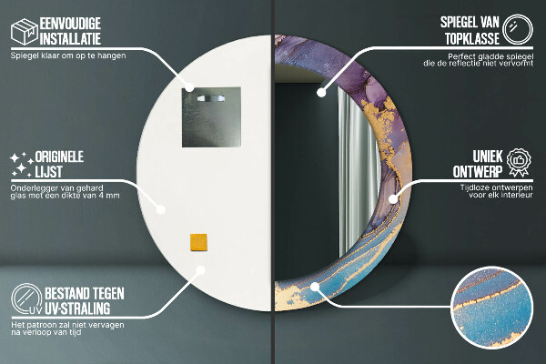 Lustro ścienne dekoracyjne okrągłe Marmurowy kamień