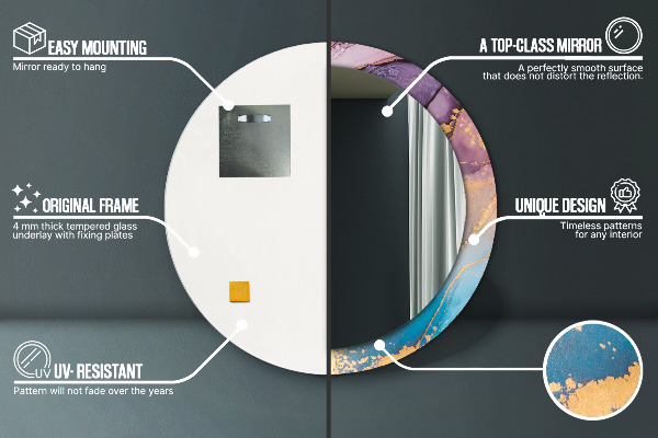 Lustro ścienne dekoracyjne okrągłe Marmurowy kamień